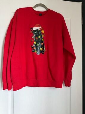 Gildan Red Cat Christmas Crewneck Unisex Size Large